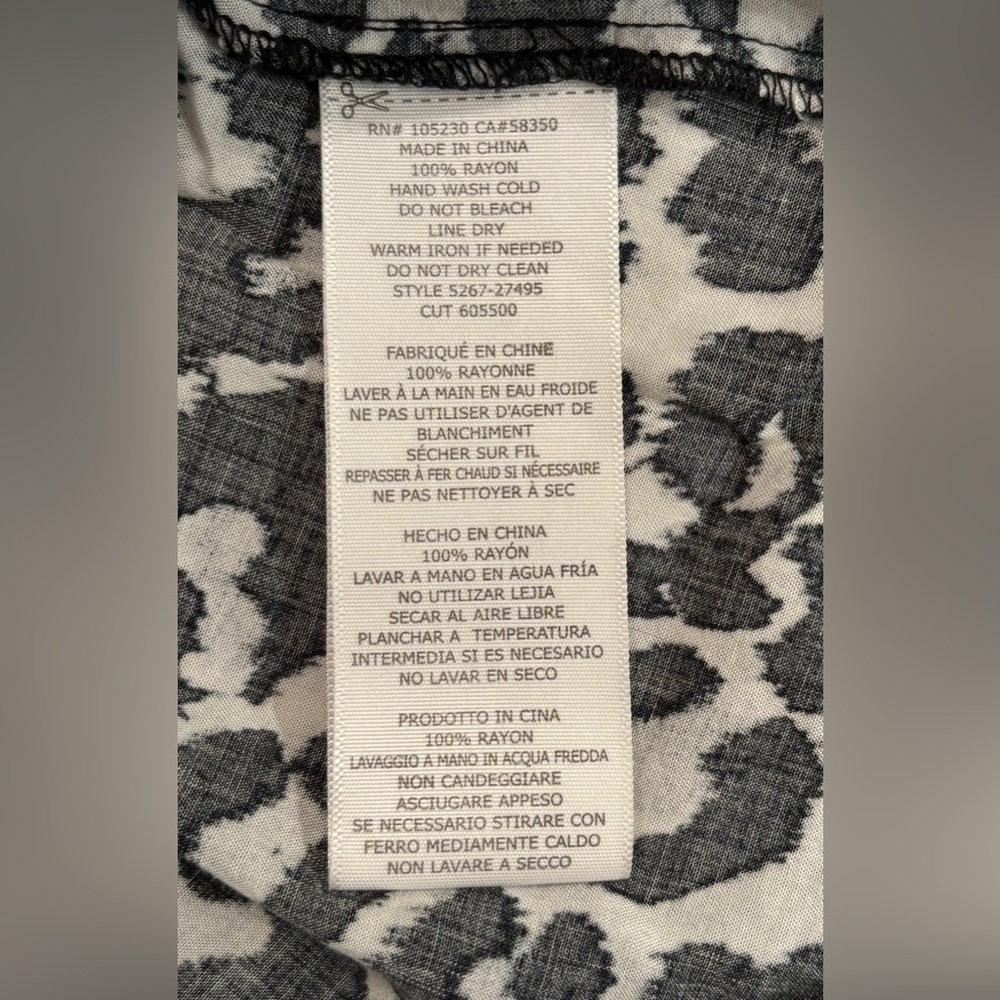 Soft Joie Black and White Animal Print Long Sleeve Blouse - Picture 5 of 5